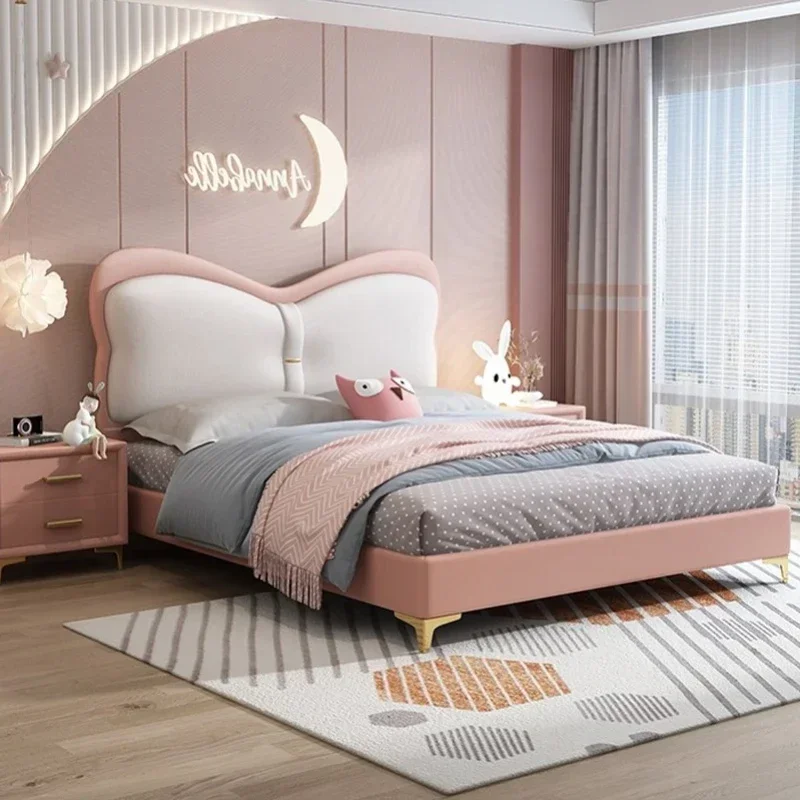 

Professional Pretty Childrens Bed Leather Luxury Pink Princess Bed Comferter Villa Organizer Muebles Entrance Hall Furniture
