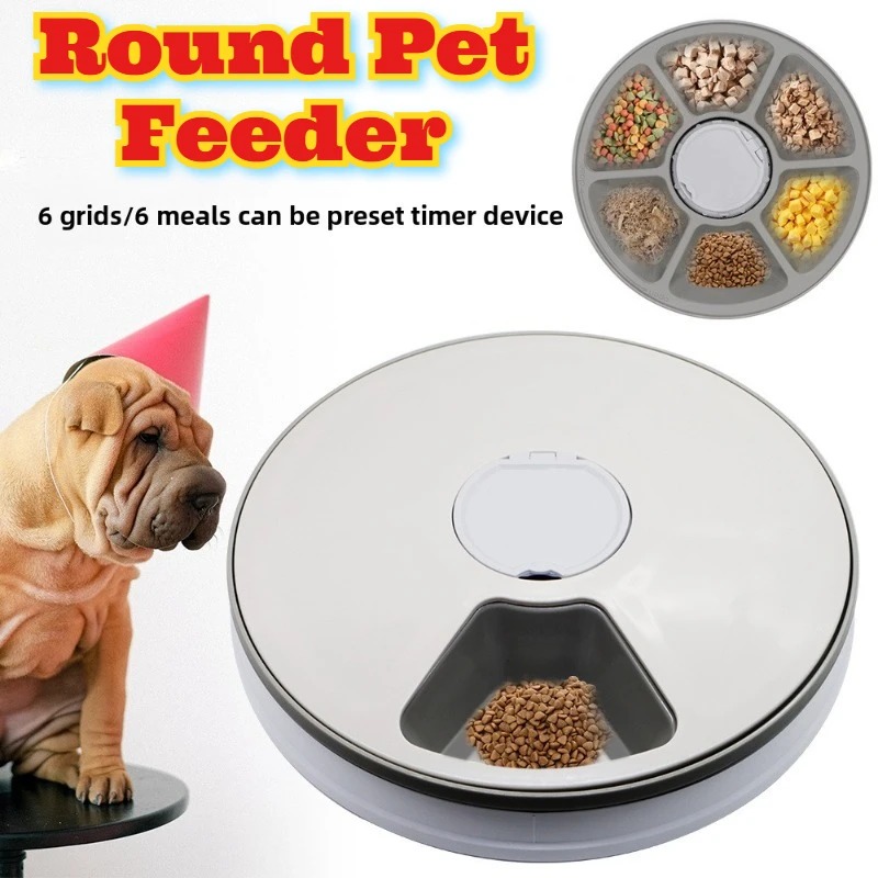 

Automatic Pet Feeder Timer Programmable Digital LCD Display 6 Meals Large Capacity Food Dispenser Voice Music Reminder Cats Dogs
