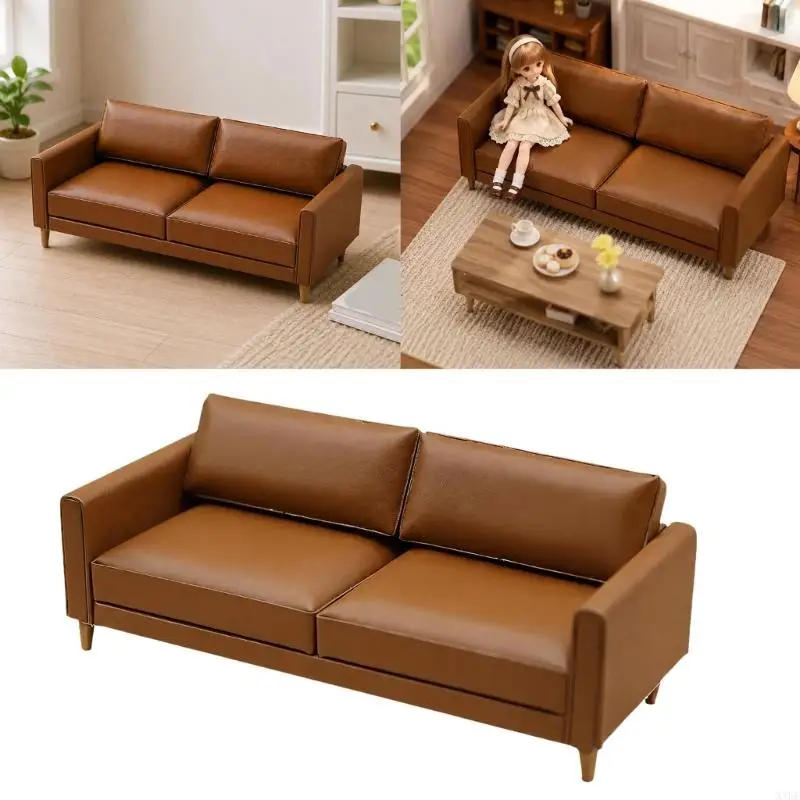 XXFE Doll House Furniture Photography Props, 1:12 Miniature Couch Model Figurine for Living Room and Tabletop Scene Building