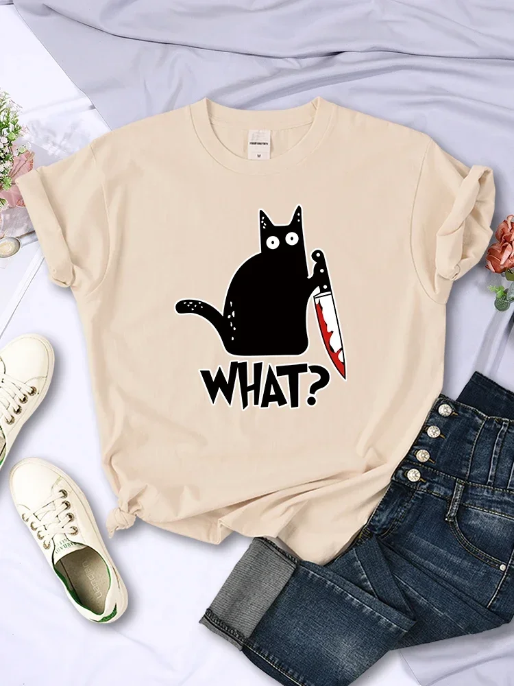Frauen T Shirt Schwarze Katze Druck Weibliche Kurzarm Mode Atmungsaktive T-Shirts Sommer Cool Tee Kleidung Straße Hip Hop Tops