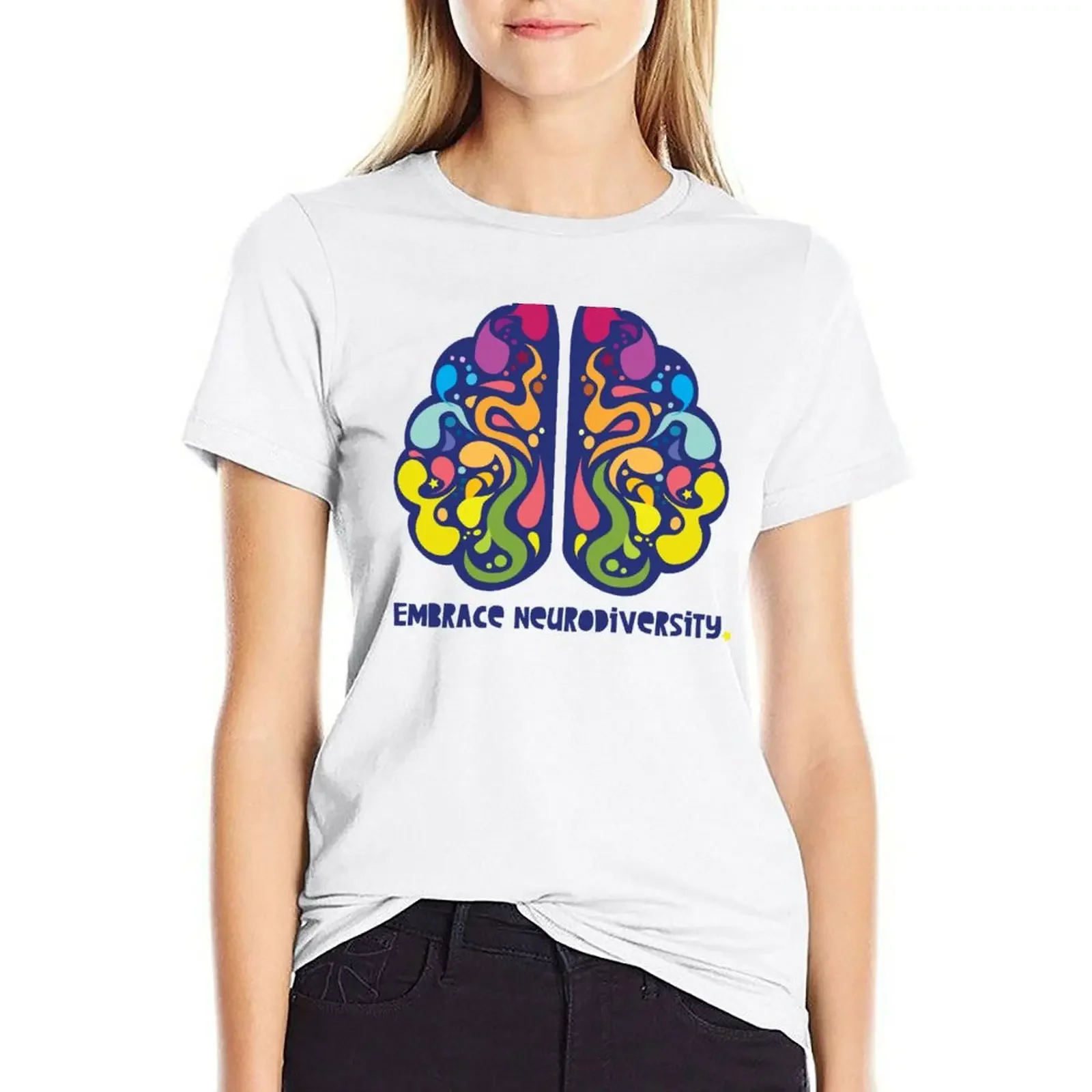 

embrace neurodiversity T-shirt cute tops anime clothes Aesthetic clothing t-shirt dress for Women plus size