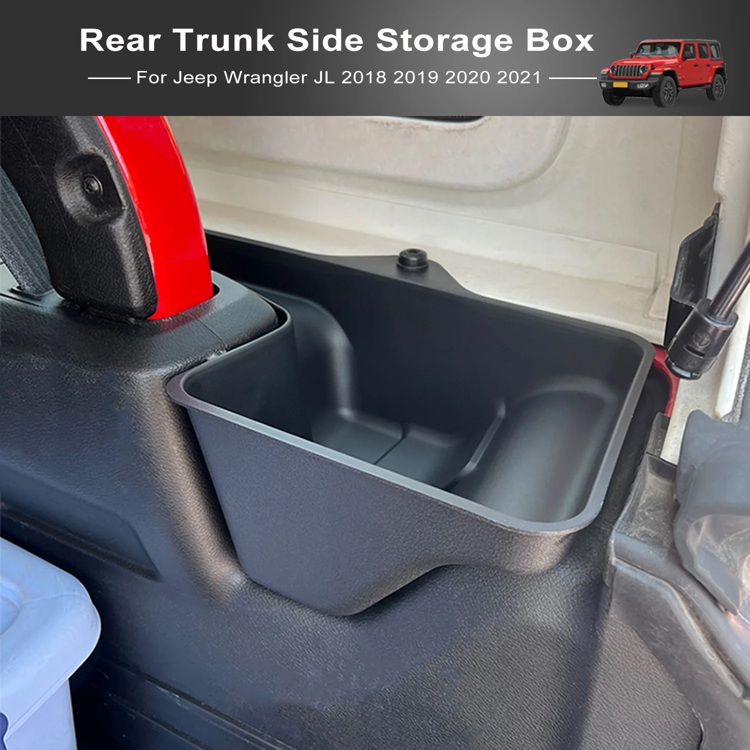 Rear Trunk Side Storage Box Organizer Tray Stowing Tidying For Jeep Wrangler JL 2018 2019 2020 2021 JLU Sahara Rubicon 4 Doors