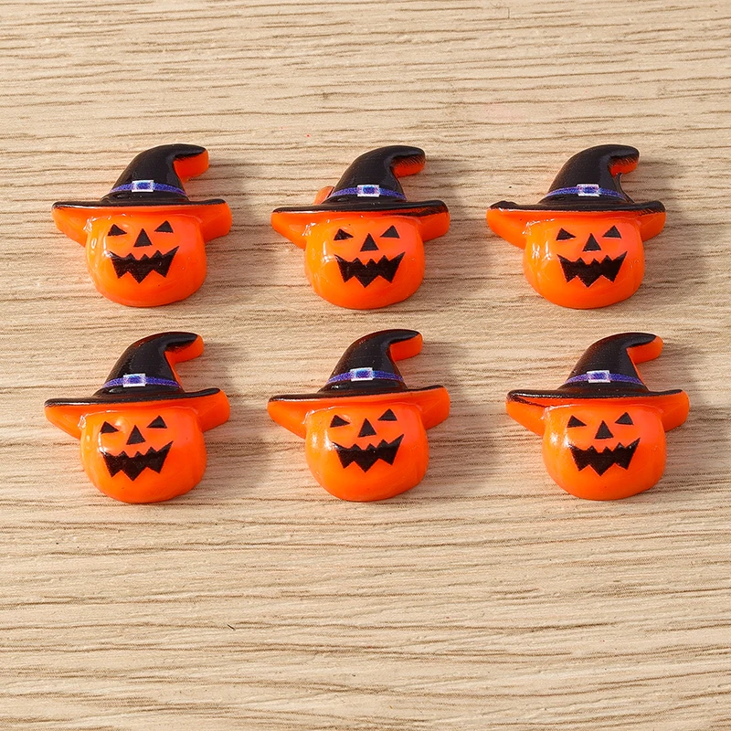 10pcs Mix Cartoon Resin Halloween Pumpkin Ghost Bat Flat Back Cabochons Scrapbooking DIY Jewelry Craft Decoration Accessories