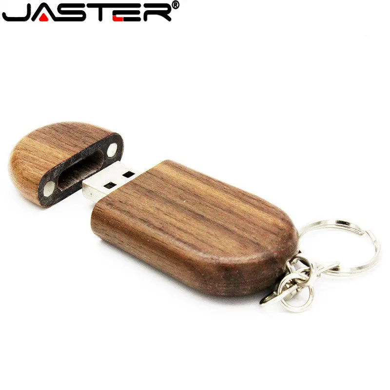 JASTER USB Flash Drive Drewniany / Bambusowy Pen Drive 2.0 z brelokiem do kluczy Pendrive 4GB 16GB 32GB 64GB 128GB U Disk (bez niestandardowego logo)