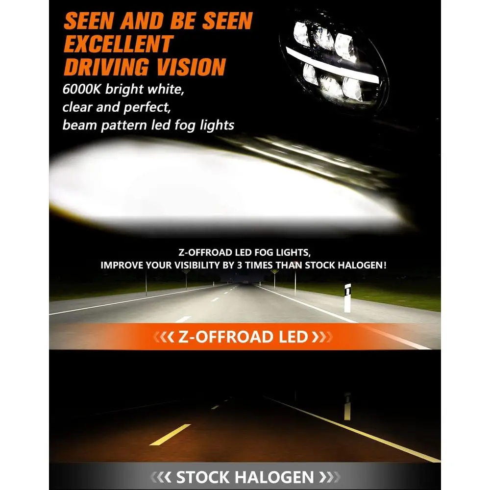 LED Fog Lights with White DRL for 2002-2008 Dodge Ram 1500 & 2003-2009 2500/3500 - Black Pair