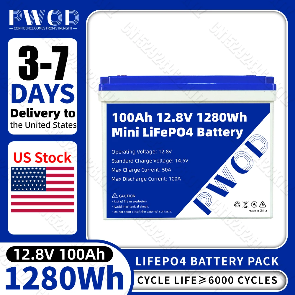BCI Group 24 PWOD LiFePO4 بطارية 100AH 12V خلية فوسفات الحديد الليثيوم لـ RV، محرك التصيد، البحرية، اليخوت، التخييم