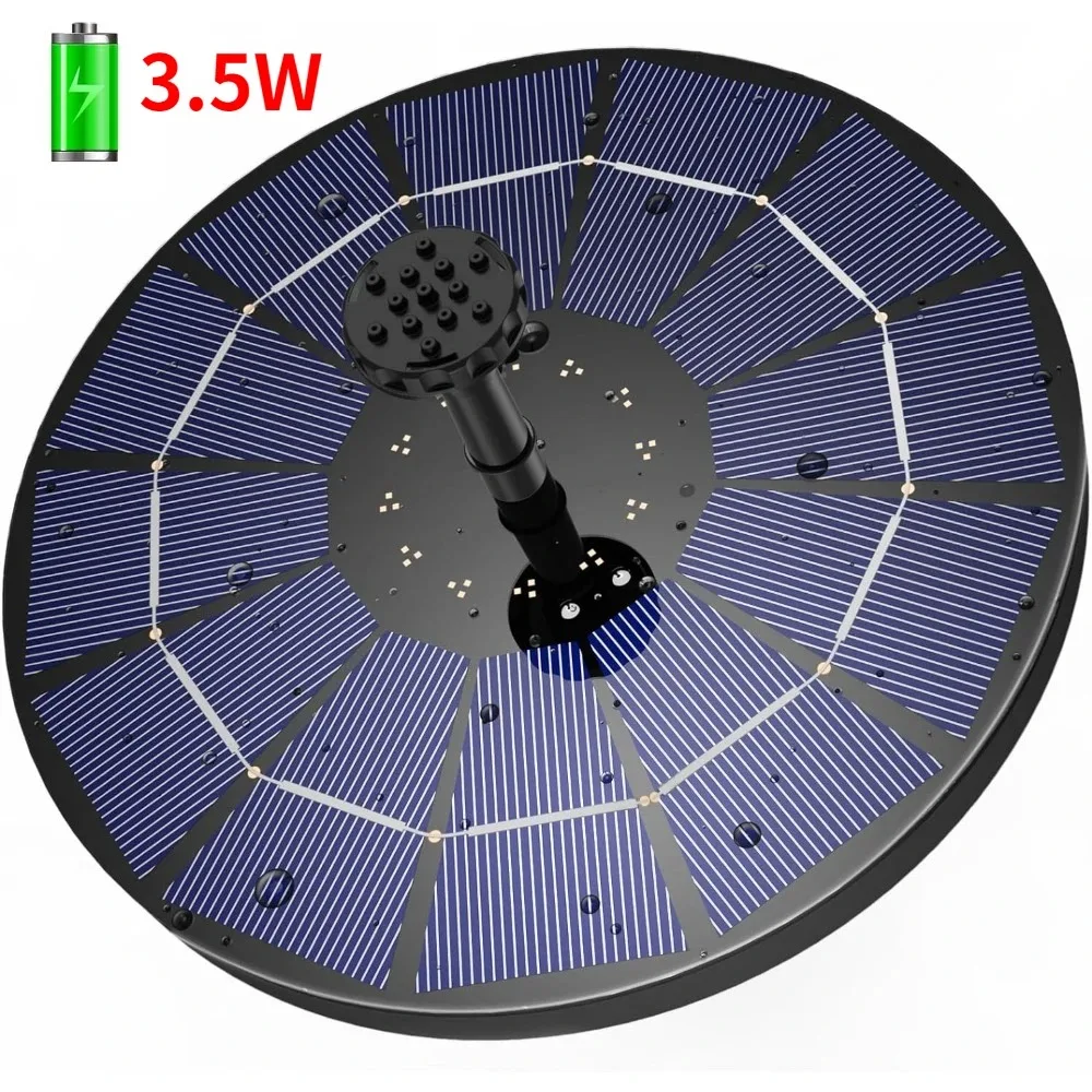 

3.5W/3W Solar Fountain with 6 Nozzles DIY Bird Bath Fountain Use Outdoor Garden Solar Fountain Pump and Can Store Solar Energy