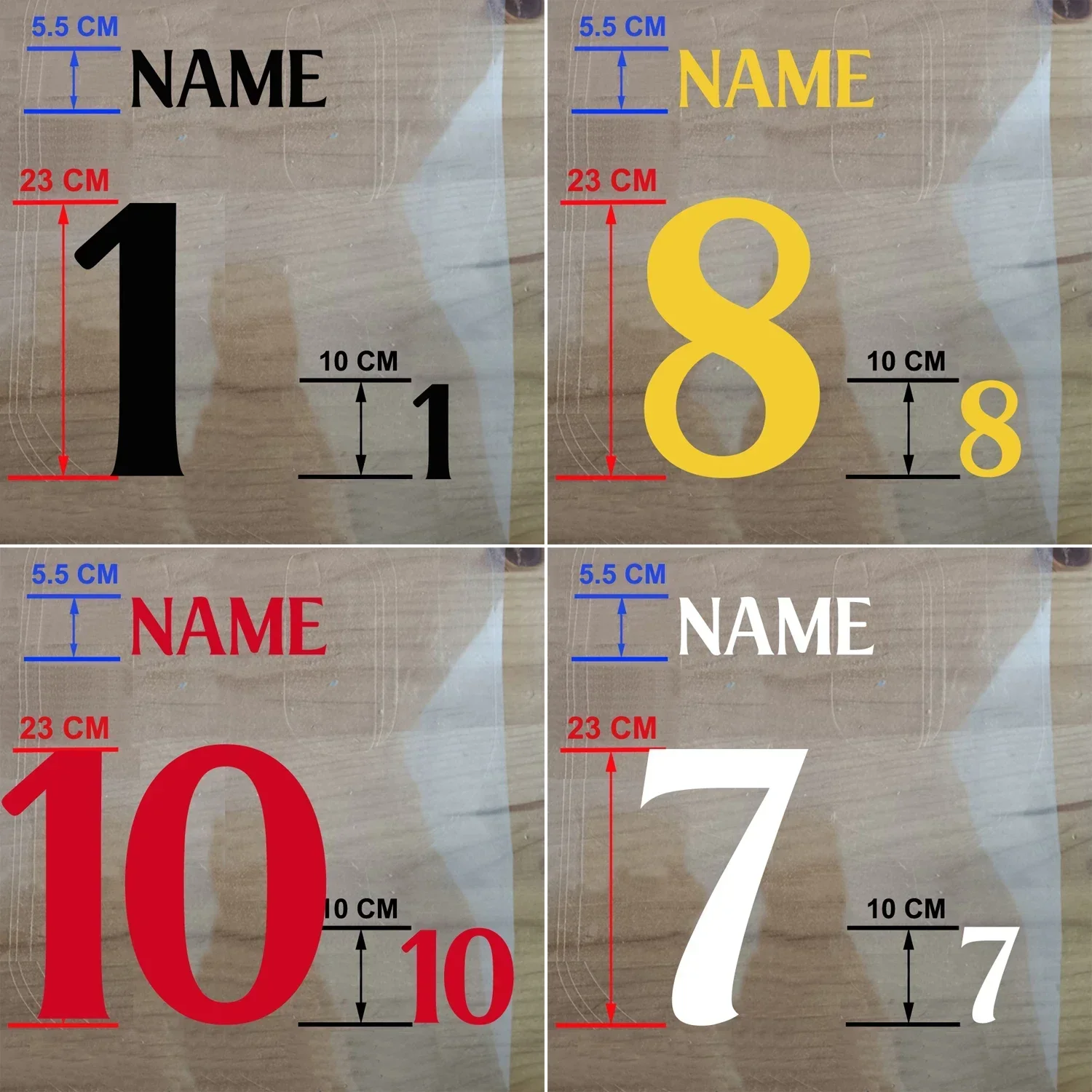 2010-20 Customized Home Super A Number Name Red Yellow White Flocking Nameset Number Printing Heat Transfer Badge