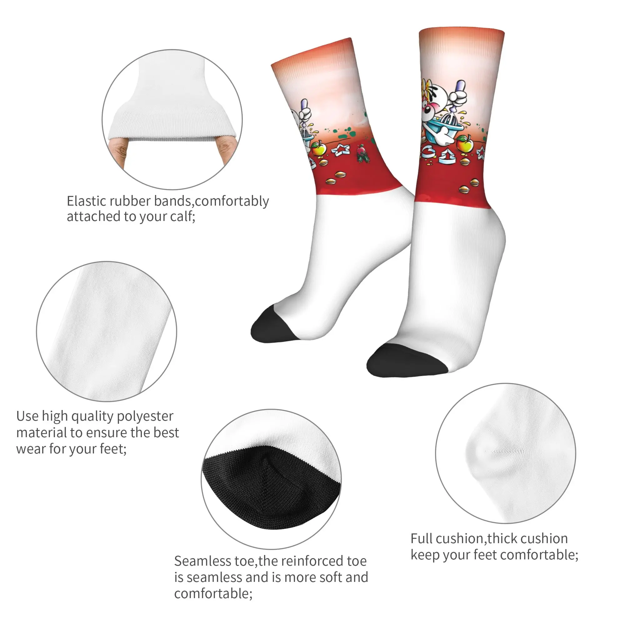 عيد الميلاد Diddl الجوارب الجرافيك جوارب المضادة للانزلاق الكبار الرجال الجوارب عالية الجودة الخريف مضحك جوارب رياضية في الهواء الطلق