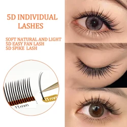 5D Natural Individual Lashes Matt Black Soft Faux Mink Easy Fan Spike Eyelash Extensions  Russian Volume Premade Fans Clusters