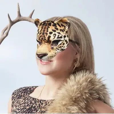

Animal Mask for Adults Half Face Leopard Cosplay Halloween Masquerade Party Costume Fancy Dress Accessory