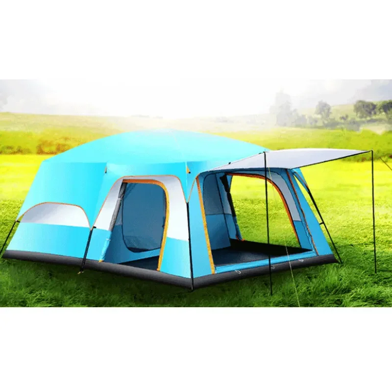 Outdoor Camping Tent with 2 Rooms 1 Living Room Waterproof Extra Large Space 12 Persons Tent Family Tent Multiple Colors