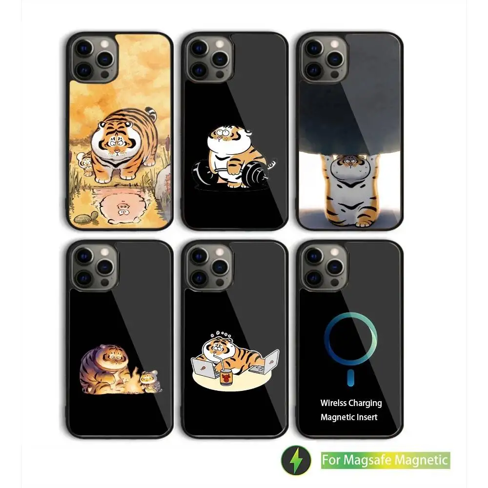 

Cute Fat Tiger Phone Case For iPhone 16,15,14,13,12,11,Pro,Max,Plus,Mini,SE New Magsafe Magnetic Wireless Charging