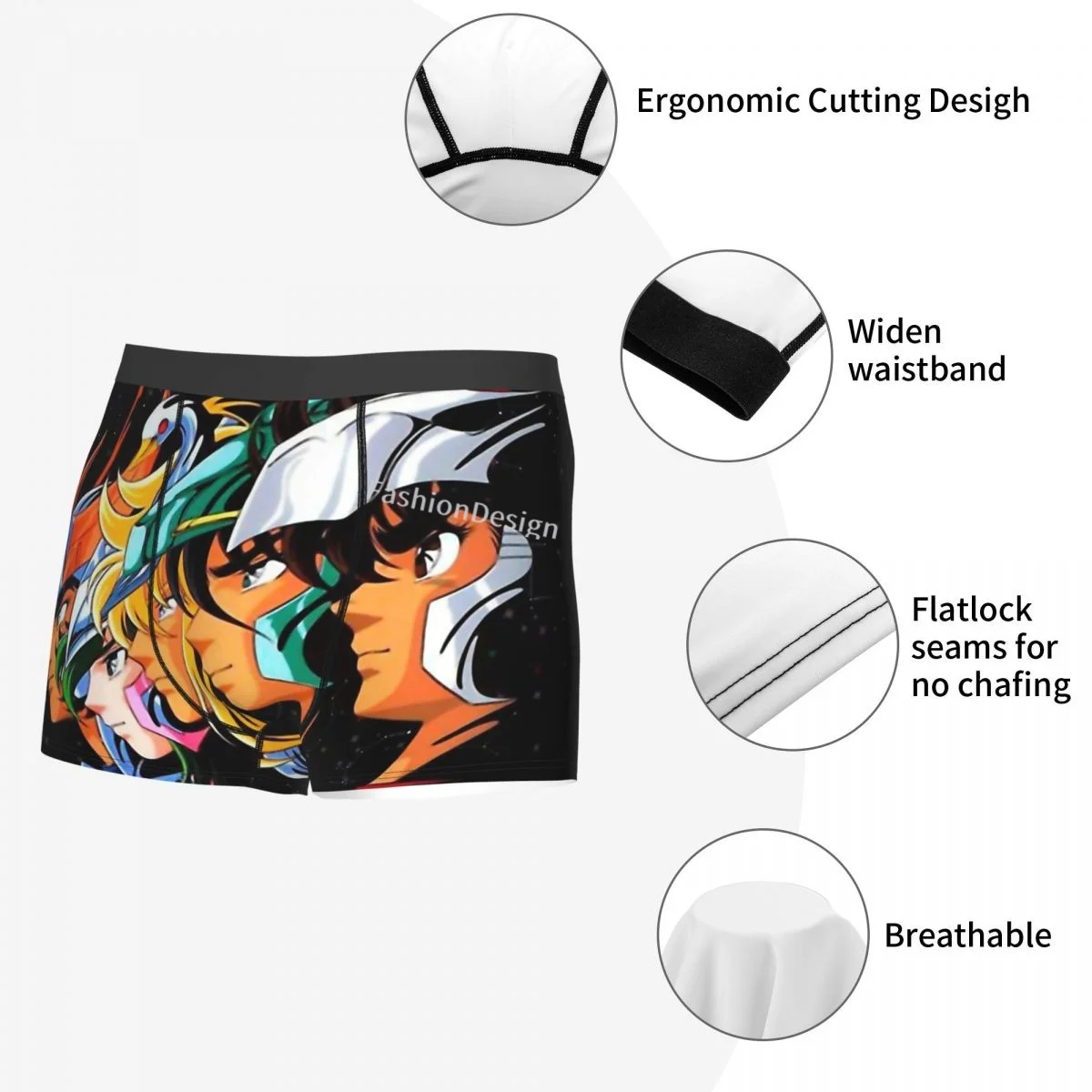 Saint Seiya Knights of the Zodiac Cosmo Athena Anime LOS CABALLEROS DEL ZODIACO Underpants Homme Panties Man Shorts Boxer Briefs