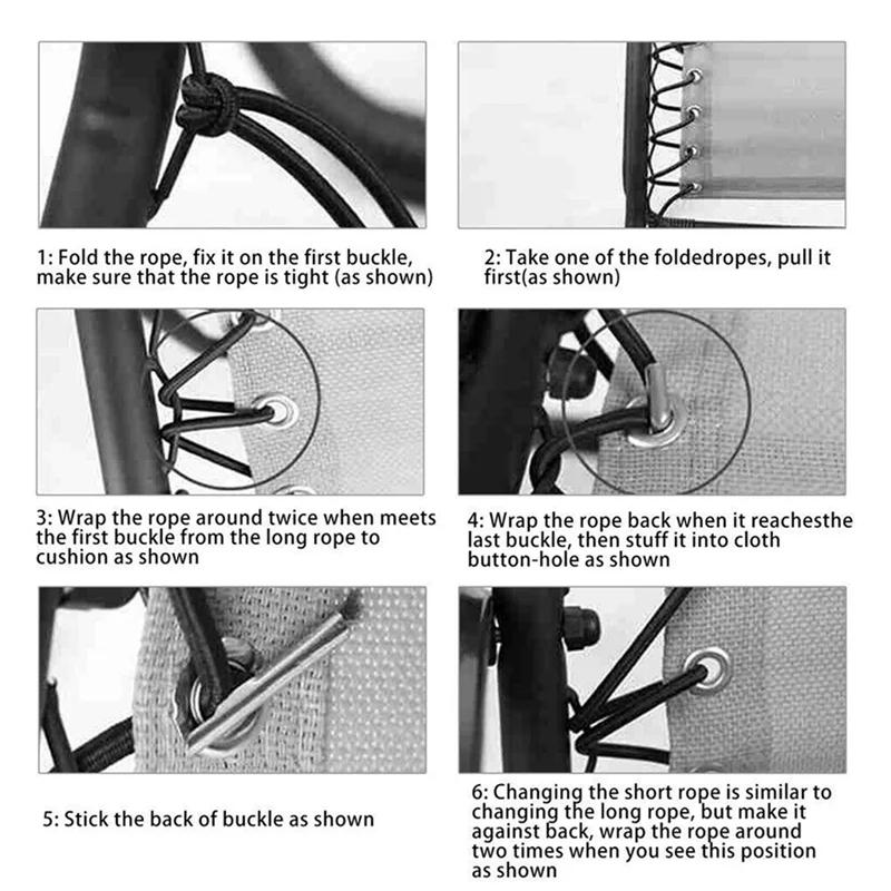 A04I 8Pcs Elastic Camping Multistrand Dichotomanthes Rope Sun Loungers Fixing for Recliners Chair Repair Rope Cord Kit