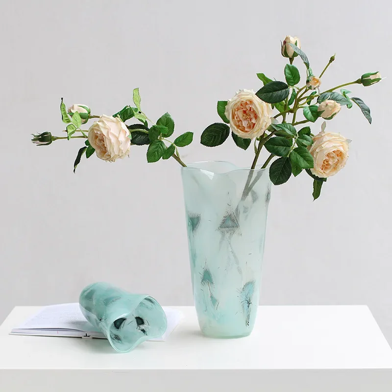 Elegant Gradient Glass Vase Luxury Home Decor for Living Room Tabletop Flower Arrangement