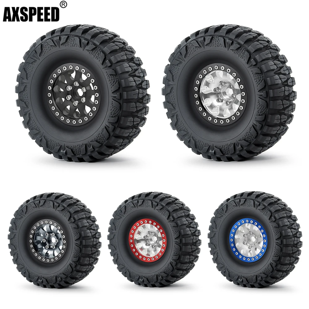 

AXSPEED 4 шт. Beadlock 1,9 дюймовый обод колеса и 112 мм резиновые шины для 1/10 Axial SCX10 90046 TRX4 D90 CC01 F350 RC гусеничные Автомобили Запчасти