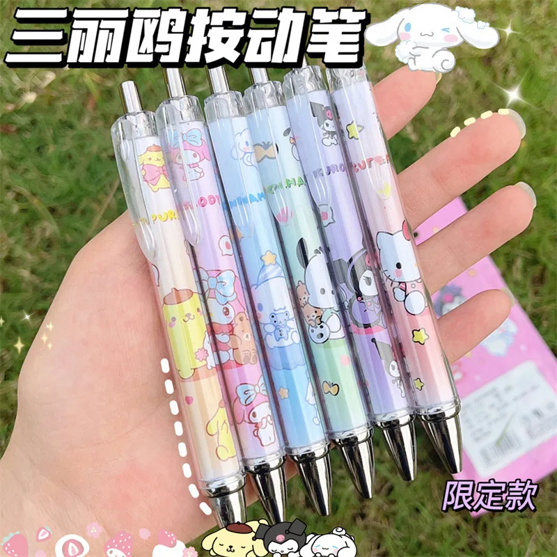 

6pcs New Sanrio ST Pen Cute Catoon Melody Hello Kitty Kuromi Student School Supplies Stationery 0.5 Black Neutral Pen