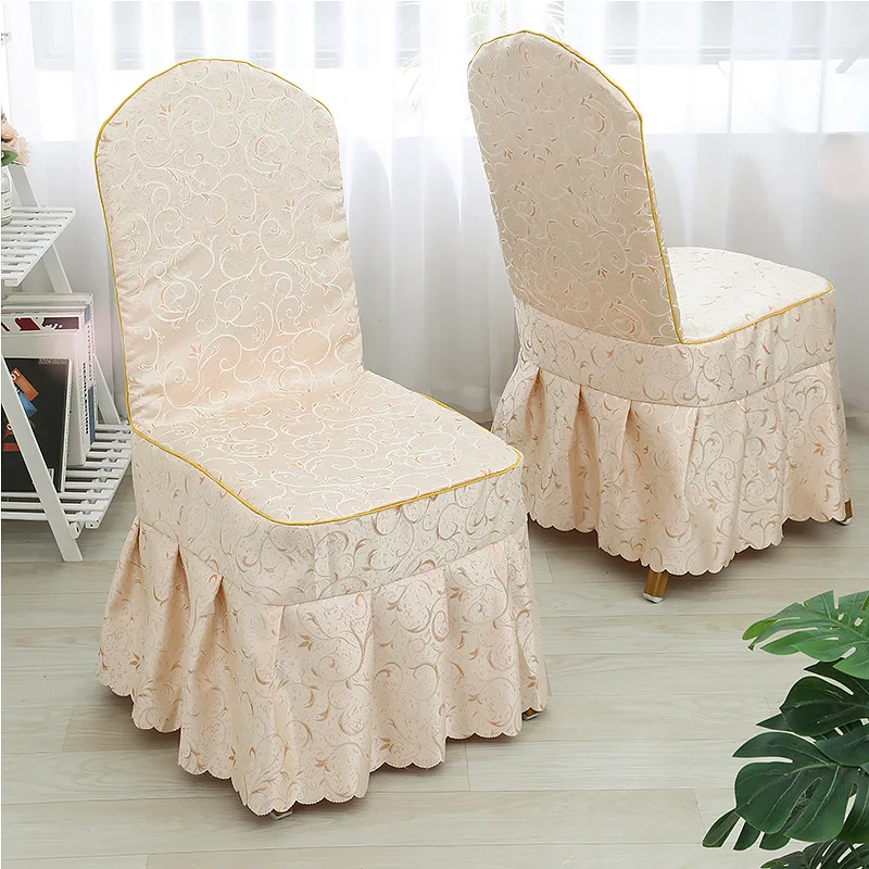 Housse de chaise Jacquard en Polyester brodée sur mesure, housse de chaise élastique de luxe pour hôtel, Restaurant, Banquet de mariage, salle à manger