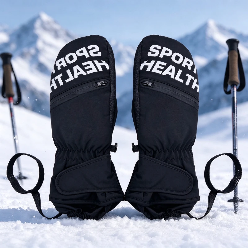 Outdoor Waterproof Skiing Gloves Windproof Warm Ski Gloves Wrist Guard Winter Sports Accessories Wear Resistant Winter Items
