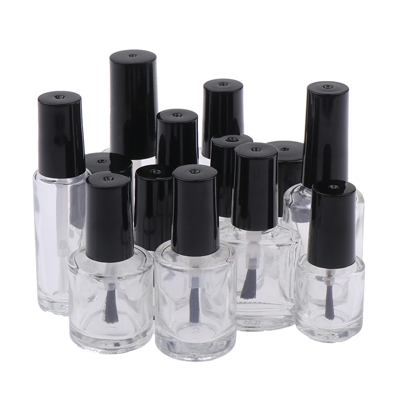 Bouteille de vernis à ongles africain avec bouchon en plastique, bouteille de gel à ongles, récipient avec couvercle, pinceau de maquillage, bouteille de gel à ongles, 5ml, 10ml, 15ml