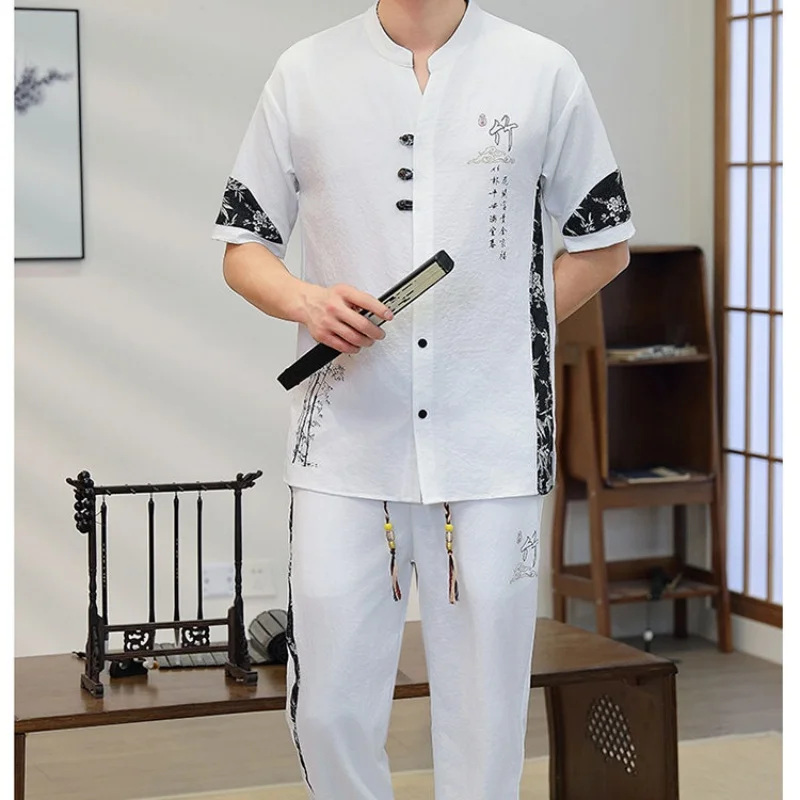 Short Sleeves+Trousers 2026 New Summer Men'S Fashion Loose shirts men Large Size High Quality Trendy Comfortable Casual Set view 6