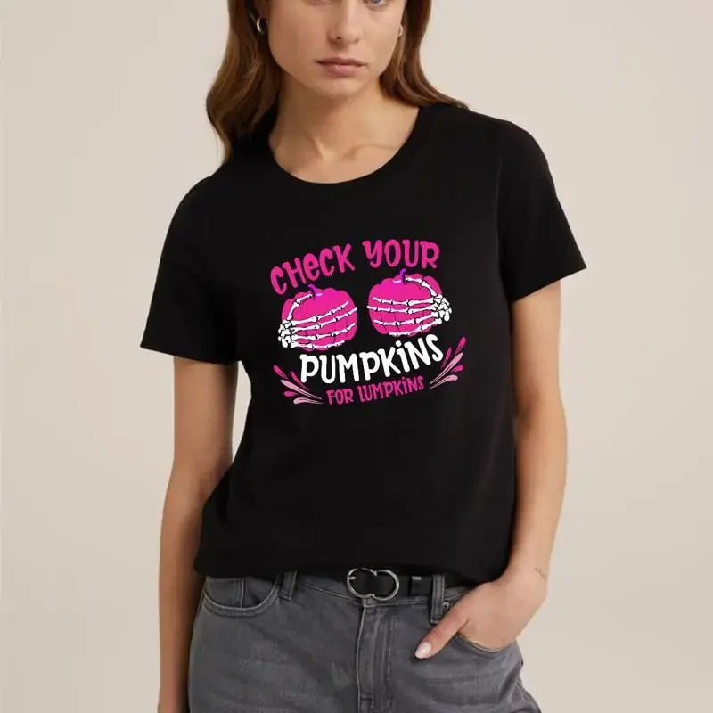 Check Your Pumpkins For Lumpkins TShirt, Breast Cancer Awareness Tee Top