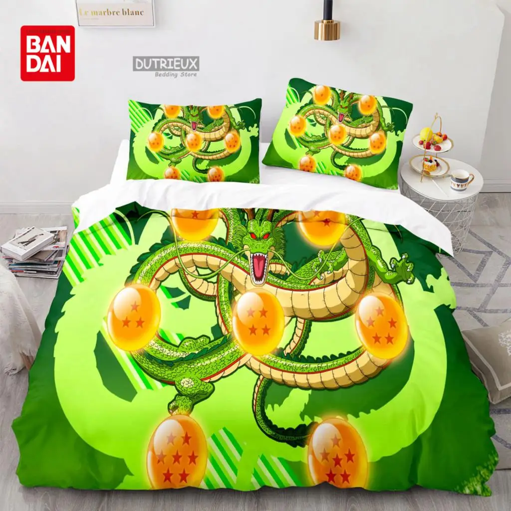 Dragon Ball Goku Duvet Cover Bedding Set, Japanese Anime Printed Quilt Cover with Pillowcases, Soft Bed Linen for Boys Kids Teen