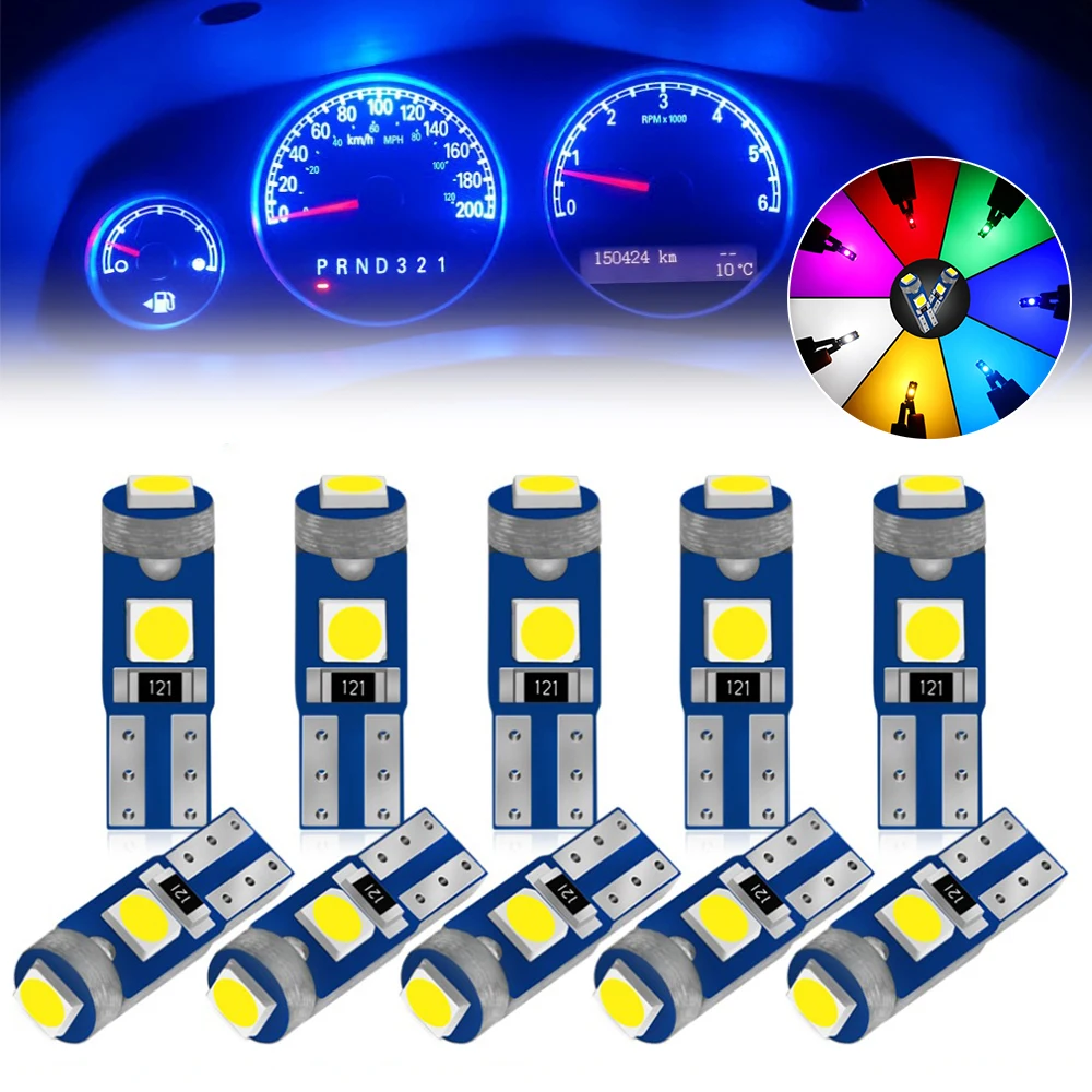 

10PCS 12V T5 58 74 286 W1.2W High Bright 3030 3SMD LED Car Dashboard Instrument Cluster Panel Light Bulb