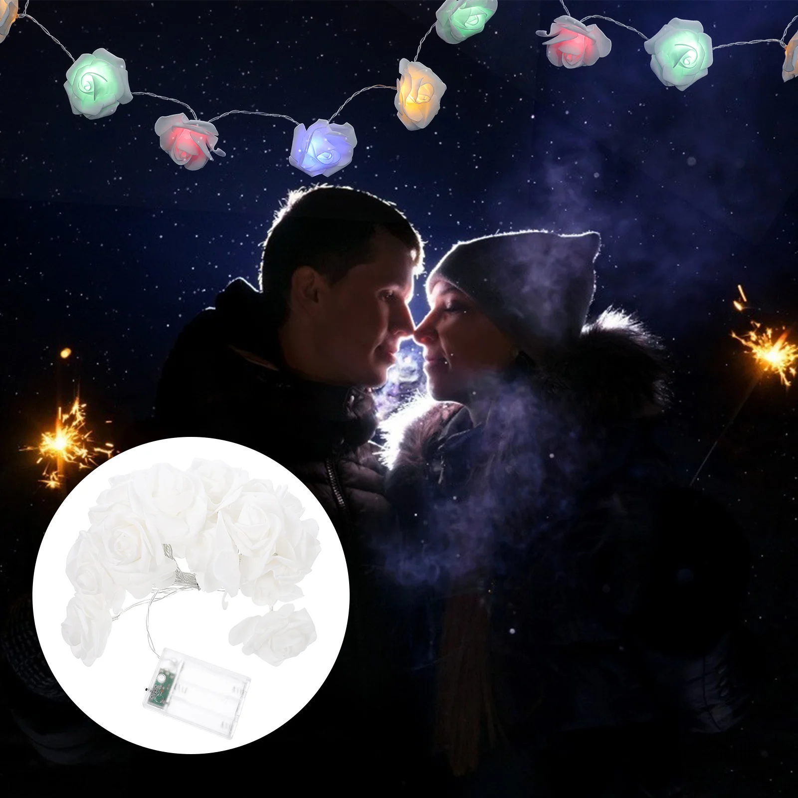 1Pcs Party String Light Rose LED String Lamp Festive Holiday Decor for Door Wall Window Christmas Tree Wedding Event Ambience