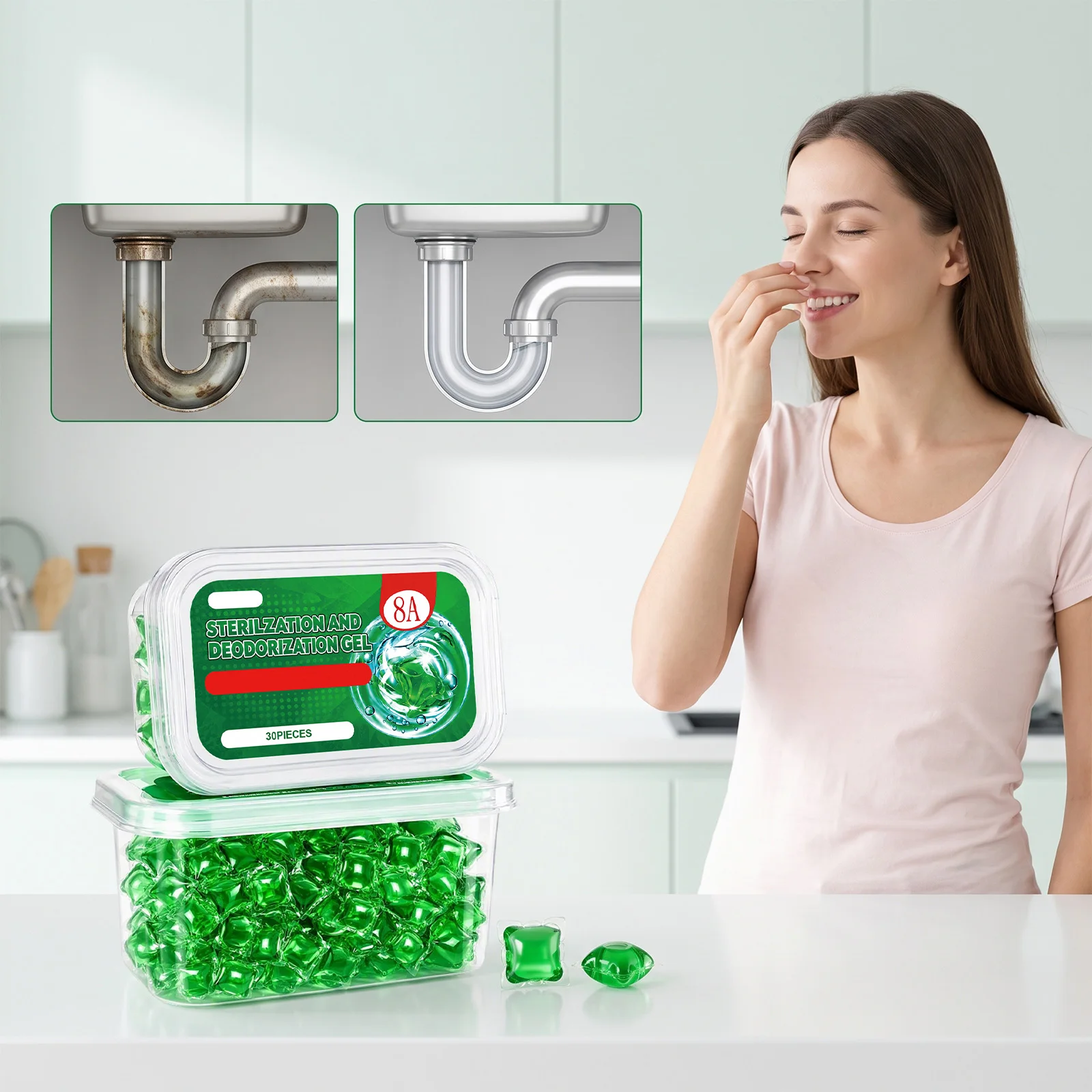 Drain Cleaning Gel Beads Pipe Unclogger Deodorant Clog Remover for Bathroom Sink Kitchen Sewer Home Odor Remover Airs Freshener