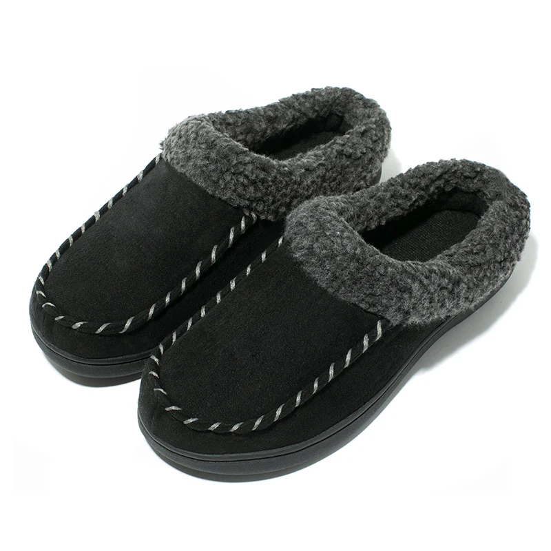 Men Winter Warm Slippers Fur Slippers Men Plush Slipper Cotton Shoes Non-slip Solid Color Home Indoor Casual Slippers Size 49 50