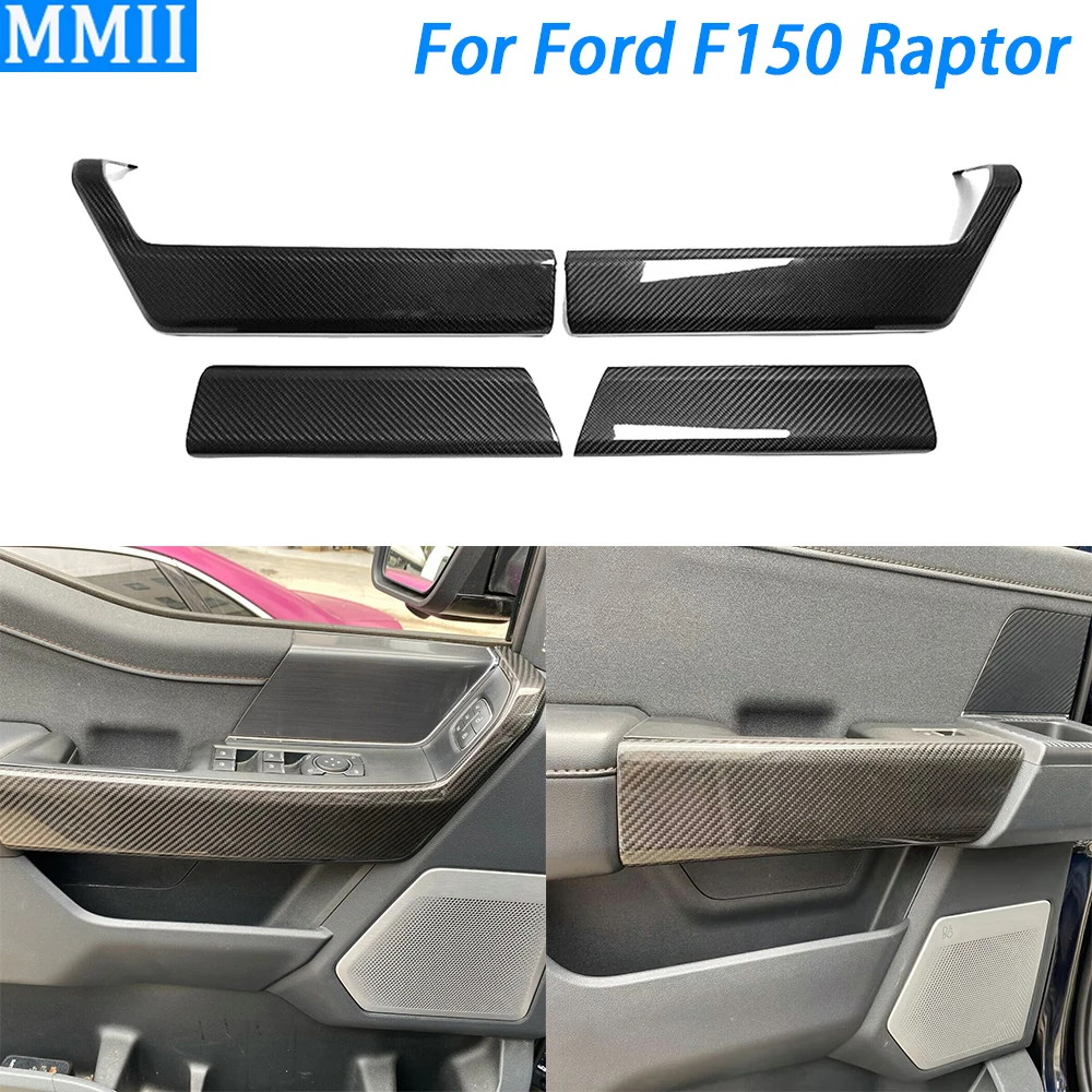 

Для Ford F150 Raptor 2021-2024 реальное сухое углеродное волокно дверной подлокотник панель Крышка декоративный интерьер автомобиля