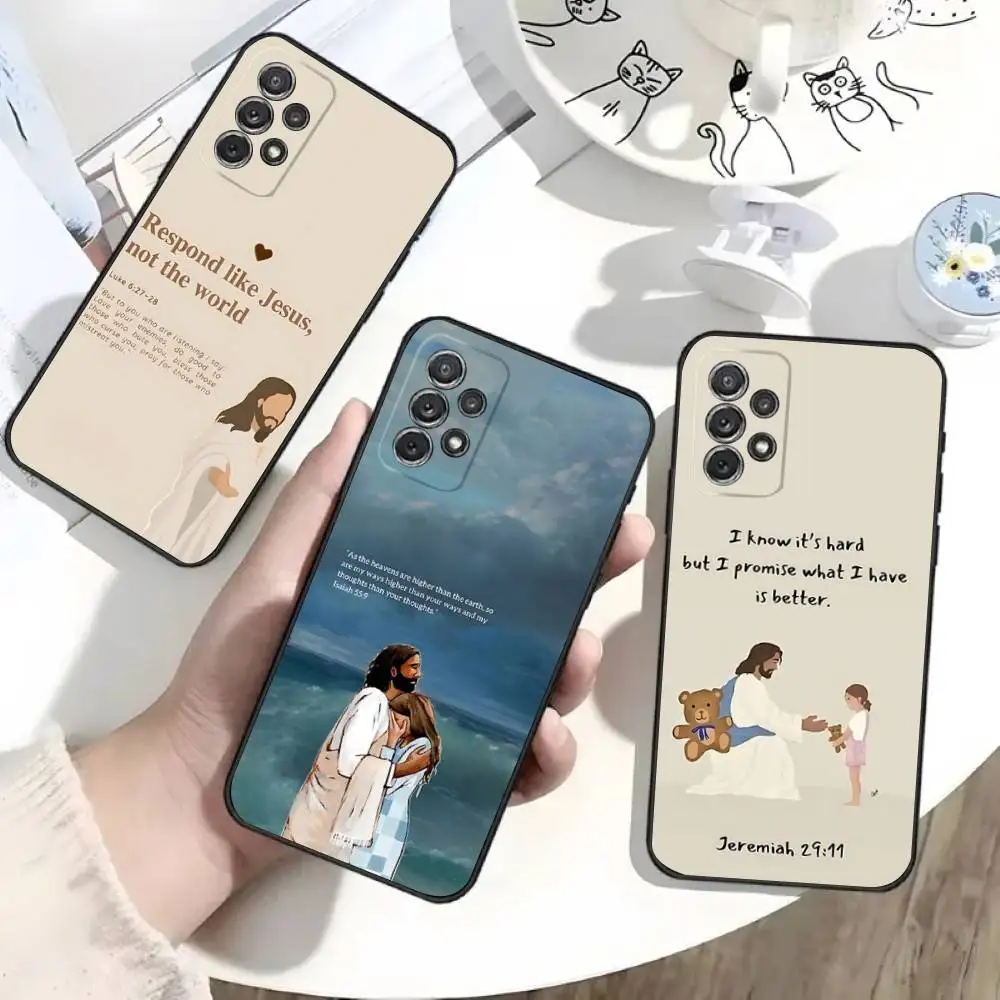 

Jesus God Quote Scrawl Phone Case For Samsung S 25,24,23,22,30,21,10,9,Ultra,Plus,Lite,FE,4,5G Black Soft Case