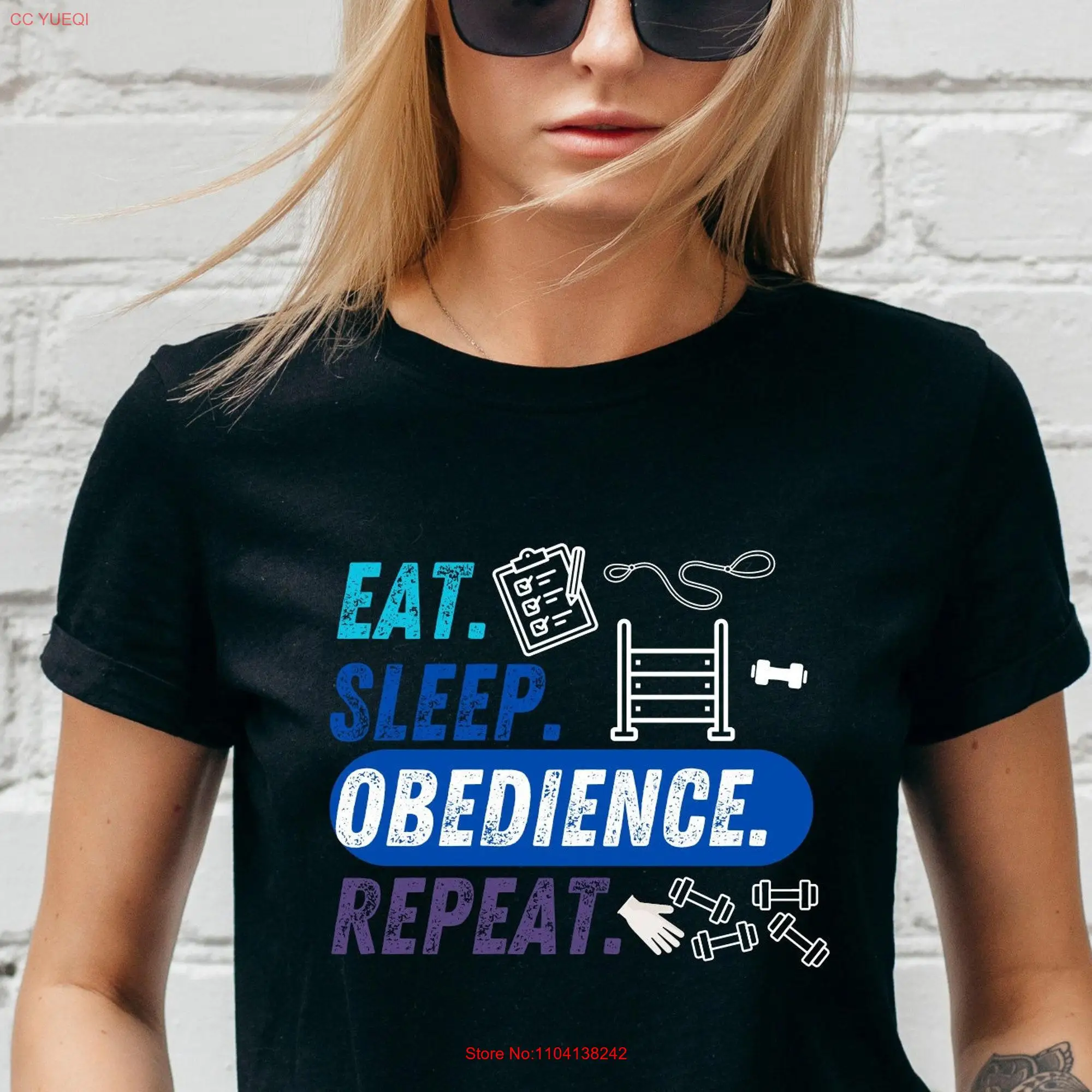 Obedience shirt Eat Sleep Repeat dog training positive reinforcement instructor sports canine athlete competitive trial CD