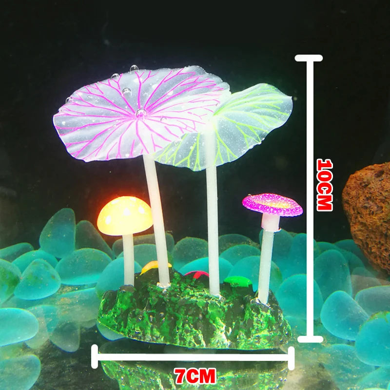 Lotus Leaf Mushroom Fluorescent Artificial Coral Reef Glowing Lotus Luminous Stones Aquariums Fish Tank Luminous Decoration