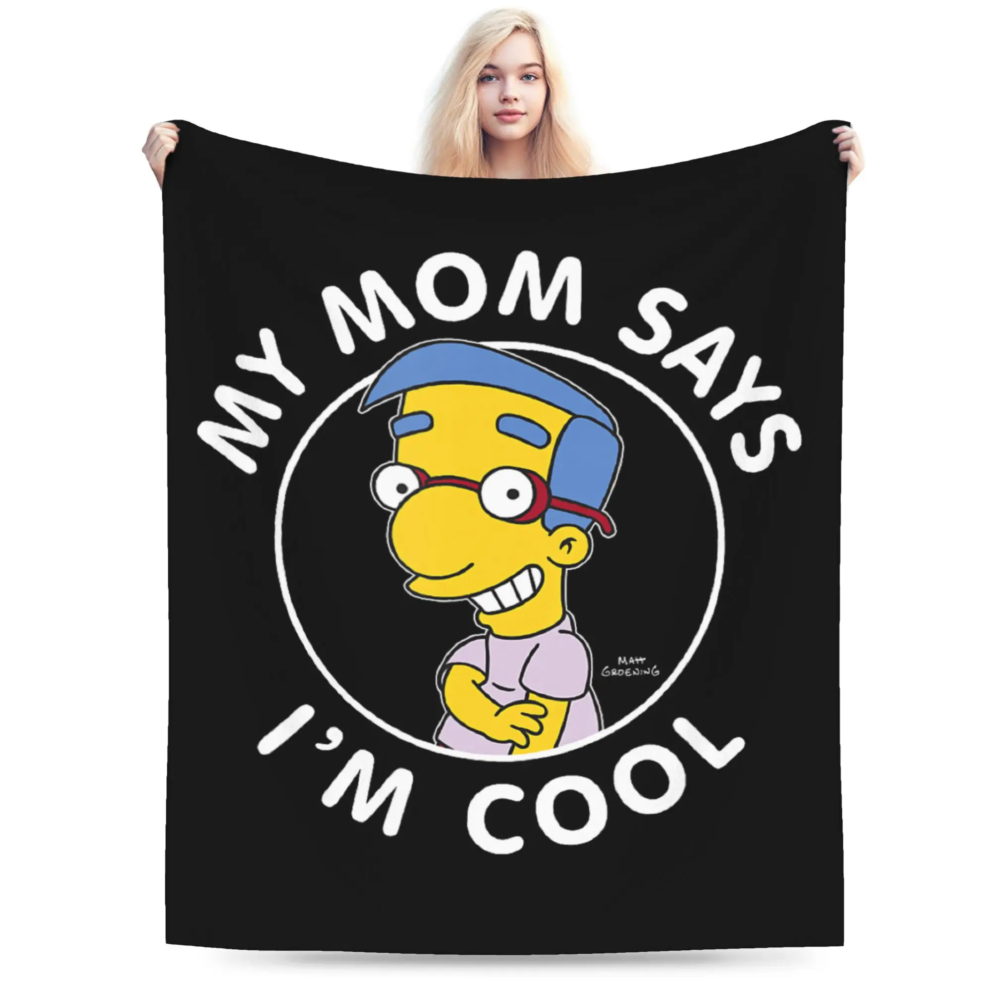 The Simpson Milhouse My Mom Says I'm Cool Blanket Fleece All Season  Soft Throw Blankets for Bedding Outdoor Quilt