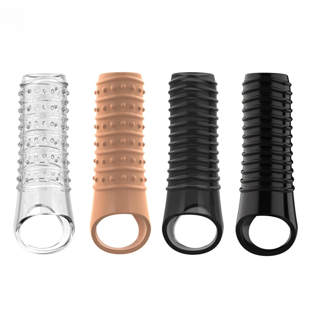 قابلة لإعادة الاستخدام القضيب موسع خواتم الديك تأخير القذف الواقي الذكري القضيب ديك كم سيليكون حشفة غطاء توسيع الجنس لعب للرجال