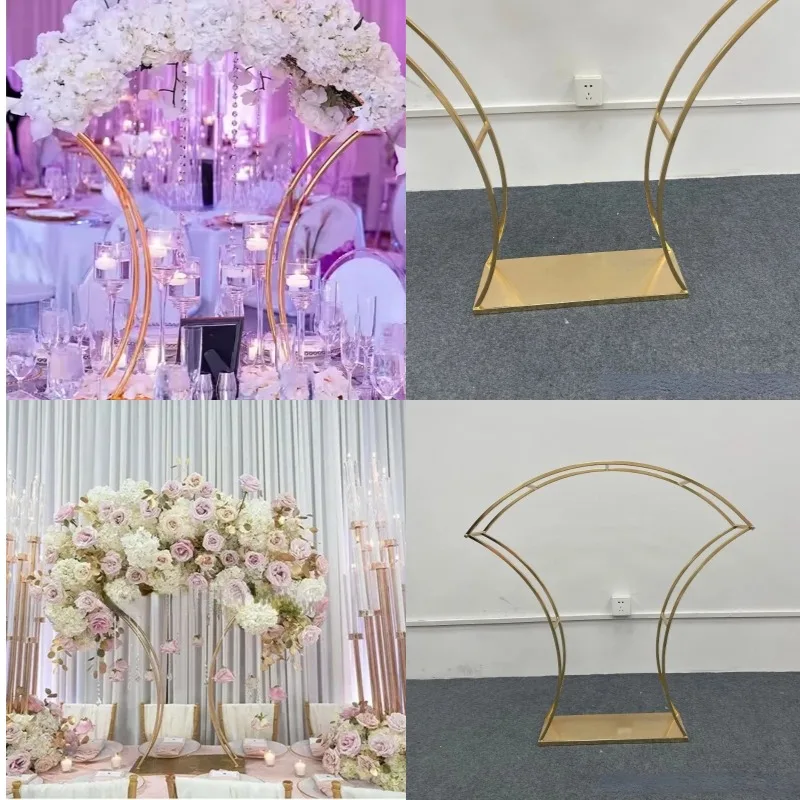 

New Arrival Wedding Table Centerpieces Artificial Flower Arch, Floral Display Decoration, T-Stage Backdrops Candle Holder 5pcs