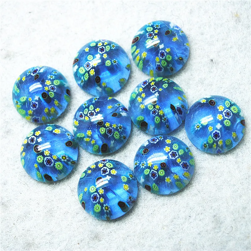 

7PCS New Blue Glass Cabochons Round Shape 18MM Loose Beads Cabs Hot Findings Good For Your Decoration