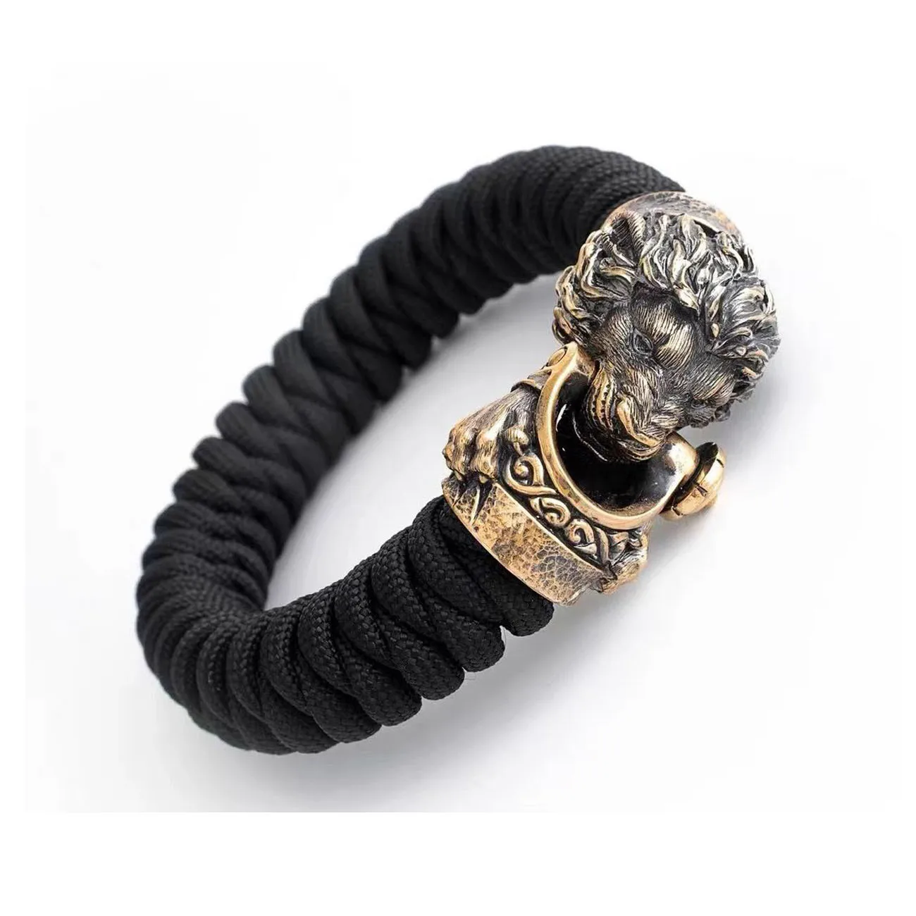 1 Set Paracord Bracelet DIY Accessories Pendant Brass Parts Lion Head Buckle Lanyards Charms