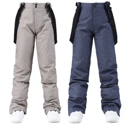 Pantalones de correa de esquí para hombres y mujeres, pantalones de nieve de una pieza, impermeables, cálidos, a prueba de viento, esquí y snowboard, invierno al aire libre