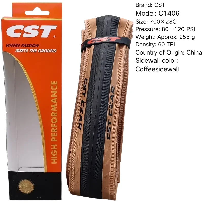 CST C1406 700x25C Road Bicycle Tire 25-622 60TPI 700C Bike Tyre DUAL Double Rubber 60 TPI CZAR 120 PSI Cycling Folding Tire