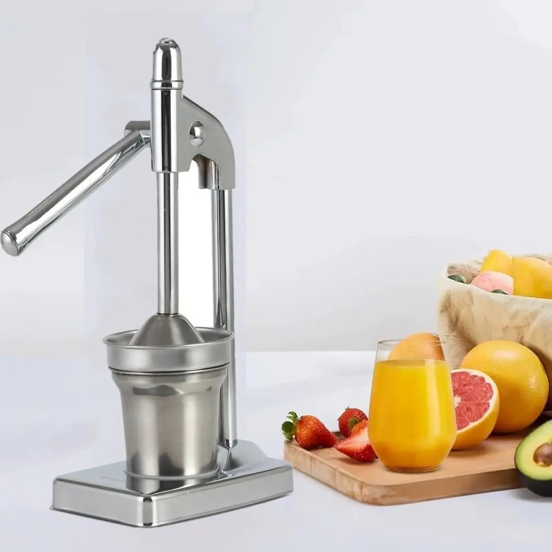 

Stainless Steel Manual Citrus Juicer, Heavy Duty Hand Press for Fresh Lemonade Orange Juice, Easy to Use