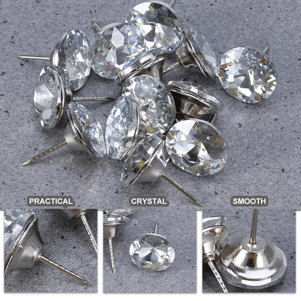 

100pcs Sofa Crystal Button Crystal Upholstery Tacks For Diy Headboard Sewing Craft Furniture Decoration Decorative Push Pins