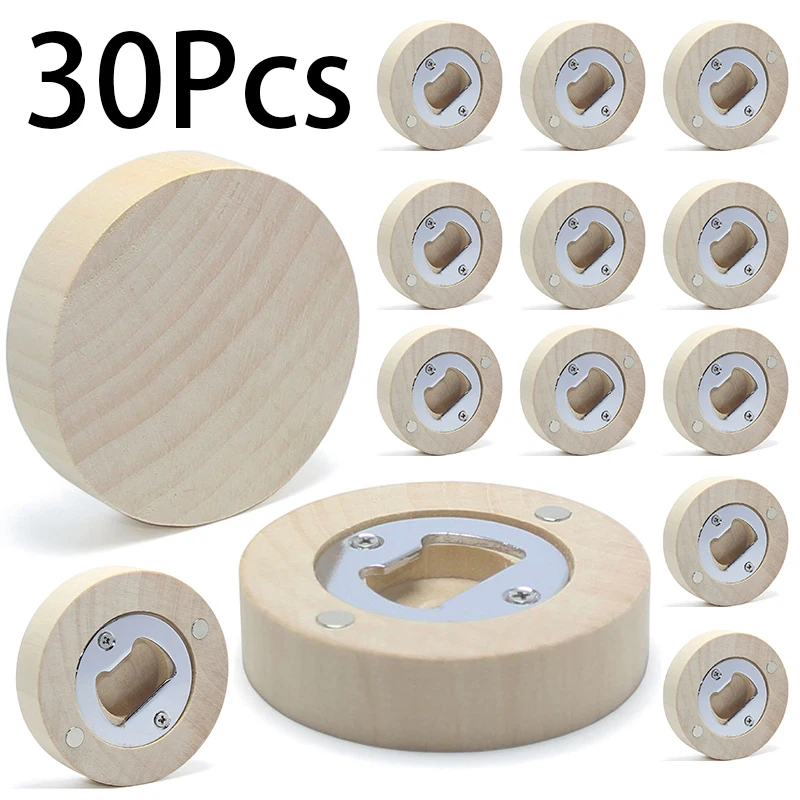 

30Pcs Wholesale Blank Wood Openers Wooden Bottle Opener Blank