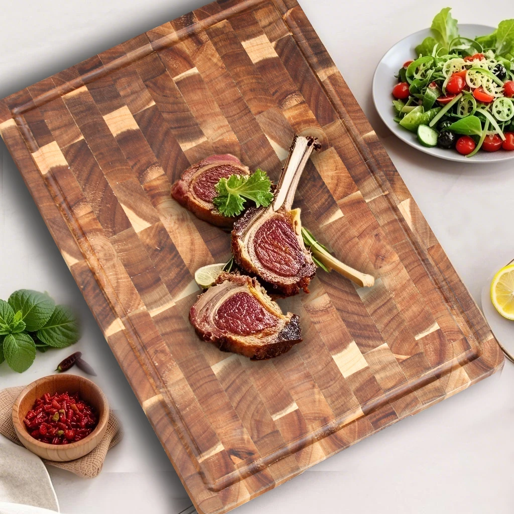 

Large Cutting Board，Using Premium Acacia Wood Splicing Chopping Board Drain Water And Damp-proof Kitchen Tools, for Meat, Cheese