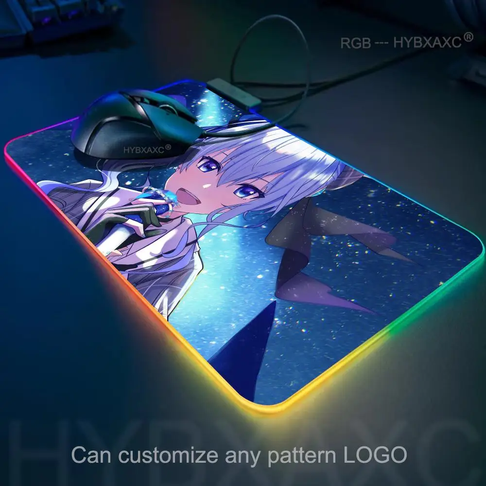 RGB Mouse Pad Hoshimachi Suisei Office Computer Accessories Mouse Carpet Hololive Gaming Pc Led Mousepad Anime Luminious Mat