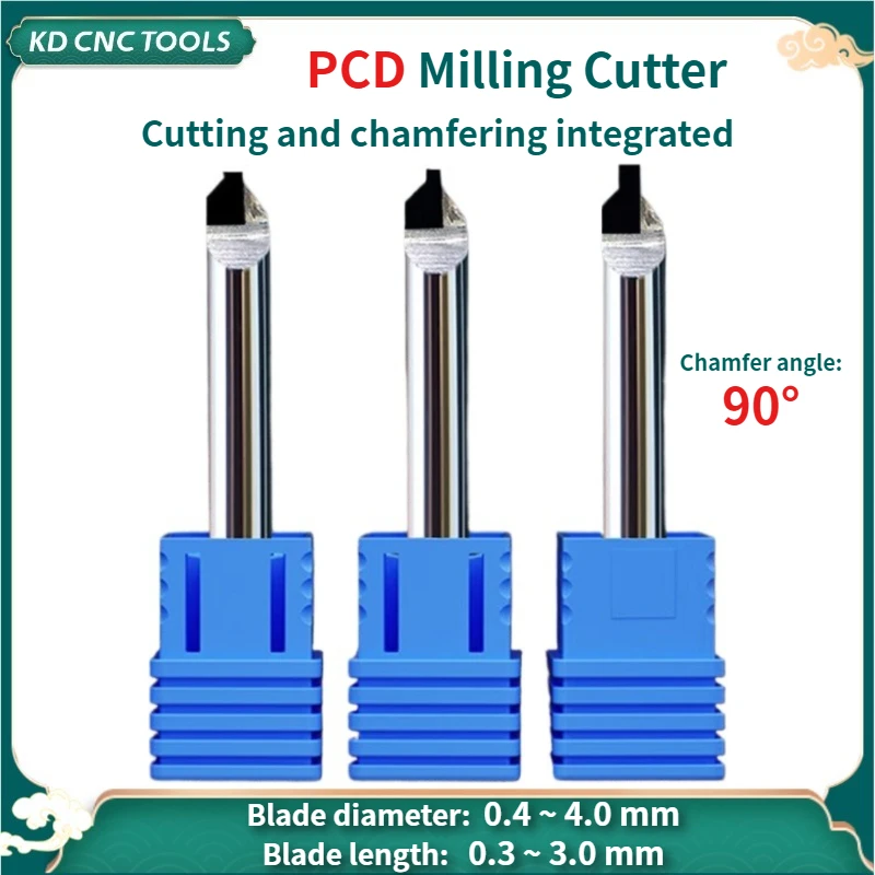 

PCD Cutting & chamfering integrated milling cutter tungsteel Chamfer End Mill for Acrylic copper aluminum alloy Carving machine