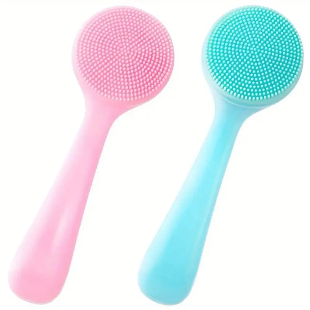 Brosse nettoyante pour le visage en silicone, excavatrice manuelle, épurateur de livres pour le visage, nettoyant à long manche, soins de la peau du visage